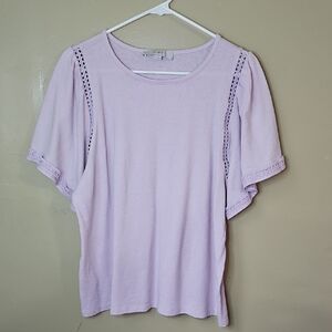 LOFT Purple Relaxed Blouse with Flutter Sleeves